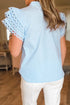 Layered Ric Rac Cap Sleeve Filled Neck Blouse